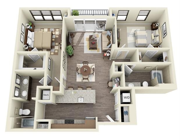 2 bedroom 2 bath Floor Plan Stonewall - Fountains Southend 2 bedroom 2 bath Floor Plan Stonewall - Fountains Southend